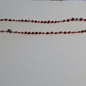 24 inch red bead long necklace